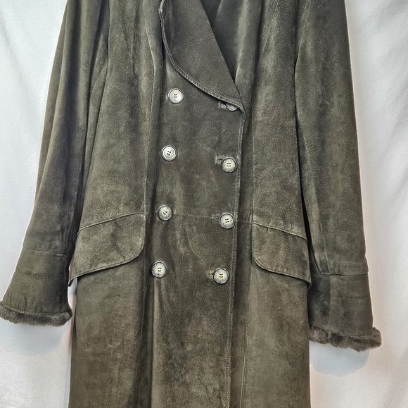 90s Vintage Danier Dark Brown Suede Opp Coat with Fur Trim - Picture 4 of 4
